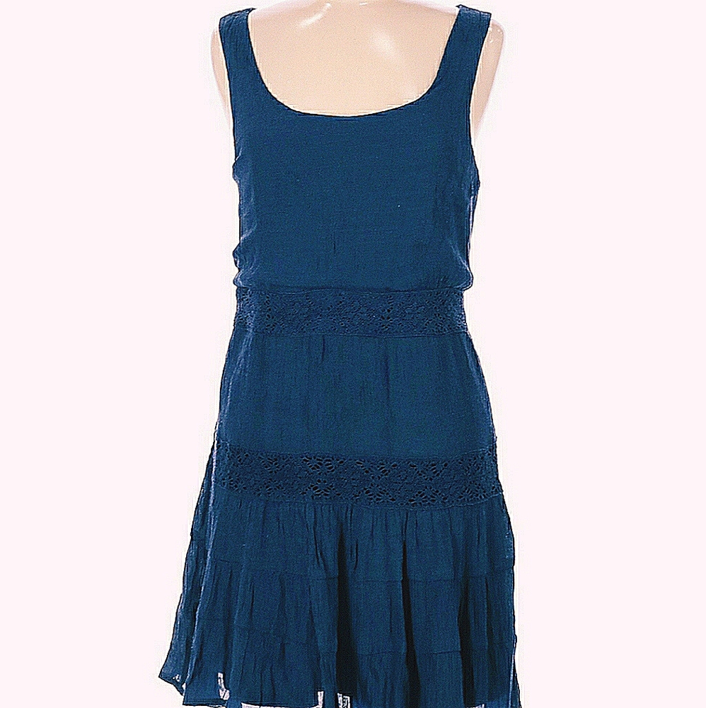 Lily Rose Navy Blue Dress w/Lace Detailing